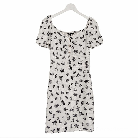 Maje White Floral Silk Metallic Buttons Satin Cocktail Mini Dress size 8 - Picture 5 of 10